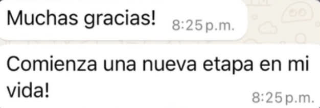 ¡Muchas gracias! Comienza una nueva etapa en mi vida.