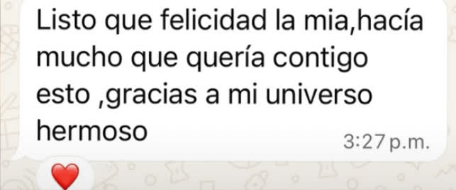 Listo, ¡qué felicidad la mía! Hacía mucho que quería esto contigo. Gracias a mi universo hermoso.